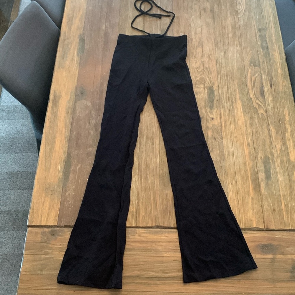 H&M Black Flare Pants With Waist Tie